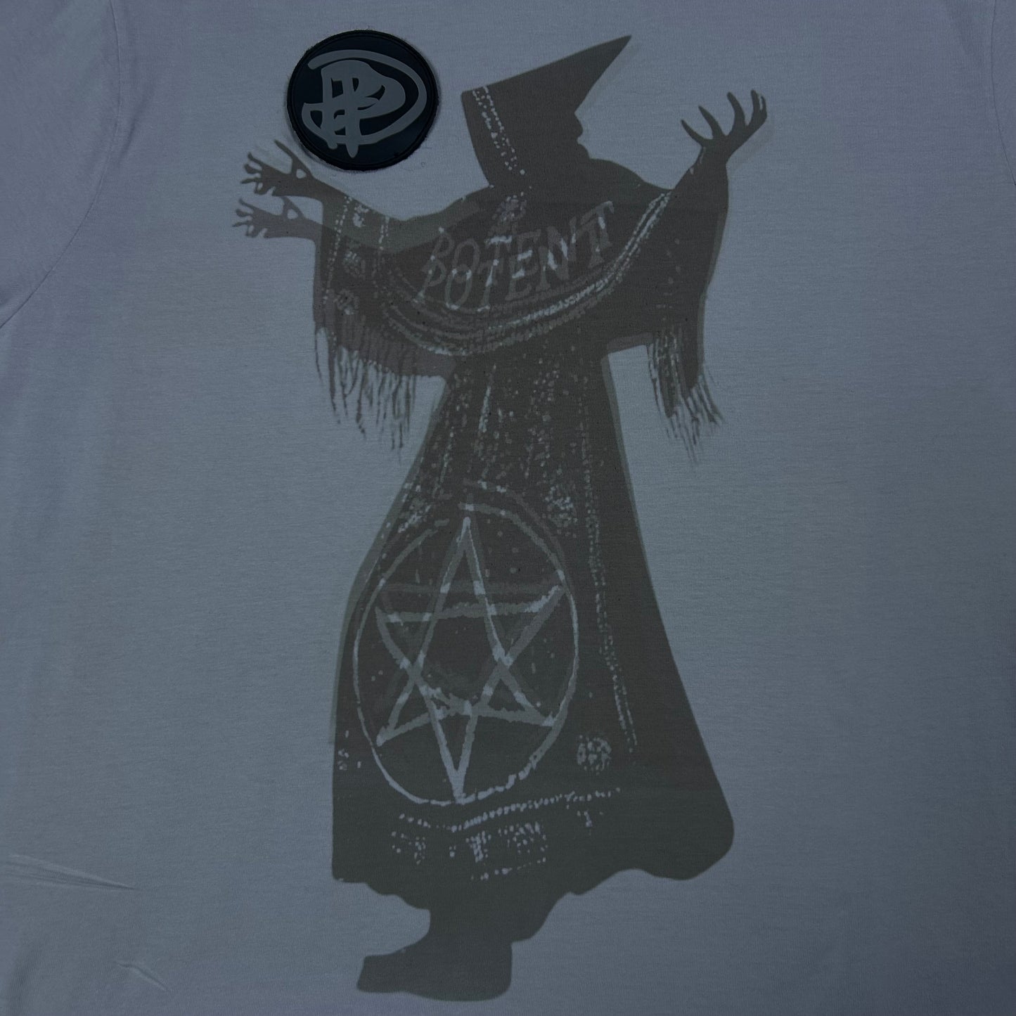 XL | Heavyweight Unisex Tee – Dancing Plague Witch Glitch | Black PVC Patch