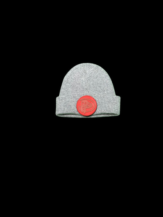 Heather Gray Beanie - Cashmere Blend Red Edition